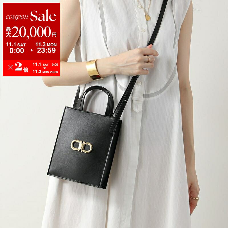 【極美品】サルヴァトーレフェラガモ ショルダーバッグ ロゴ レザー 大容量 黒 極 美品 Salvatore Ferragamo サルヴァトーレフェラガモ ヴァラ
