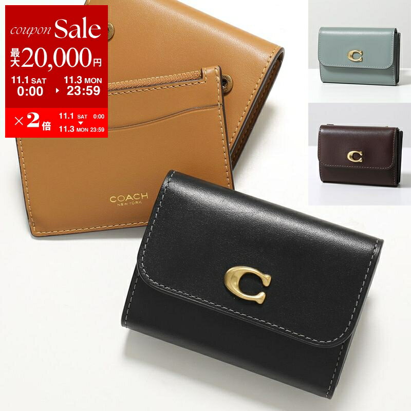 新品✨コーチ シグネチャー レザー 三つ折り財布 ロゴ オリガミ ブラウン ミニ Brandol / COACH コーチ 三つ折り財布 シグネチャー ミニ