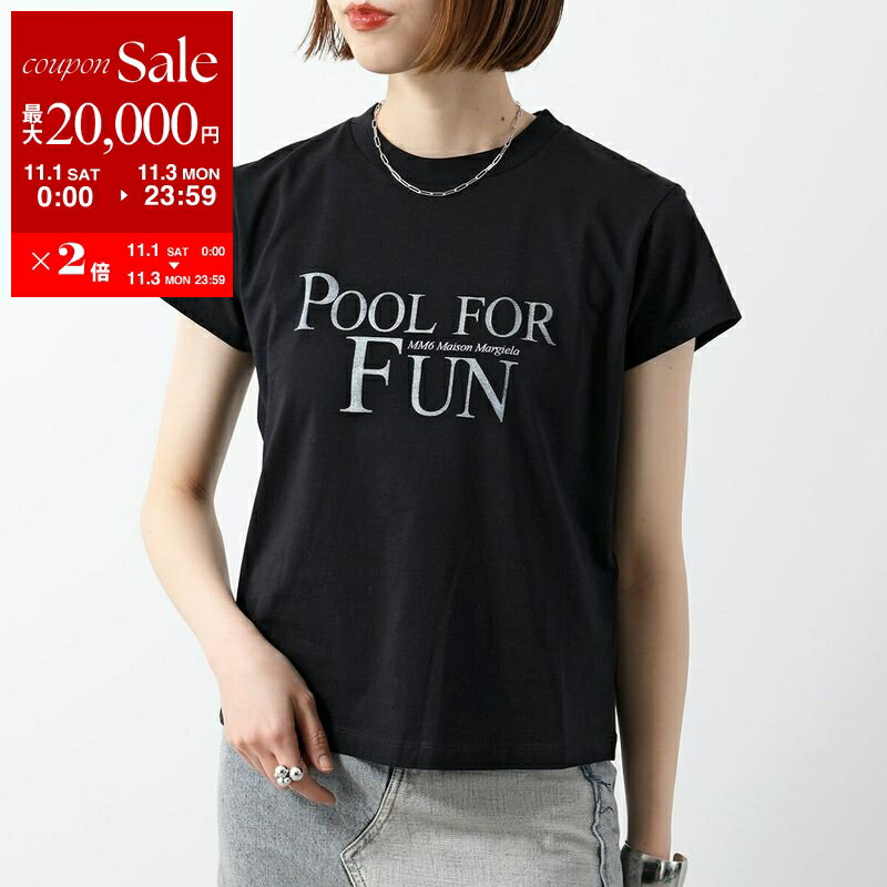 楽天インポートセレクトmusee【11/1～11/3限定・最大2万円OFFクーポン配布中】MM6 エムエムシックス メゾンマルジェラ Tシャツ S52GC0339 S24312 レディース 半袖 カットソー クルーネック ロゴT POOL FOR FUN 900 S52GC0339S24312900