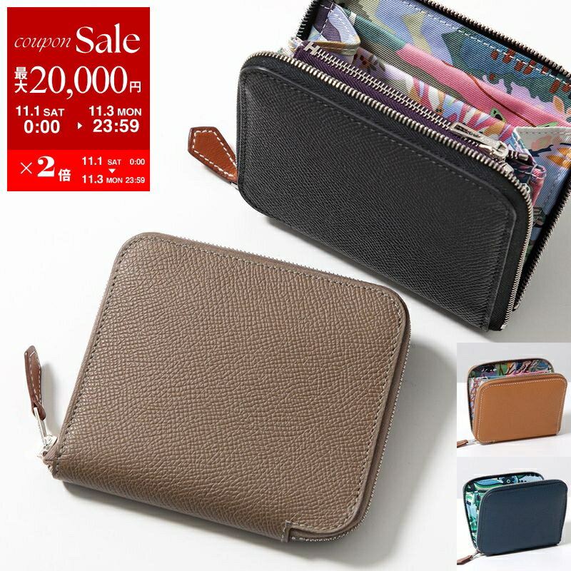 極美品✨HERMES エールライン　ラウンドジップ　二つ折り財布　グレー 極美品✨HERMES エールライン ラウンドジップ 二つ折り財布