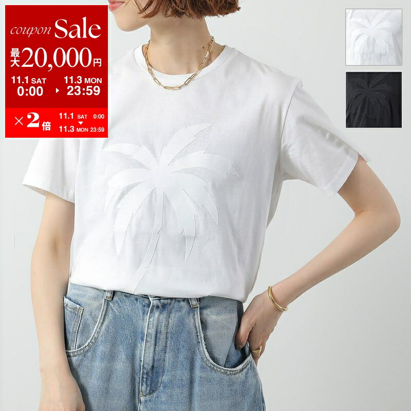 楽天インポートセレクトmusee【11/1～11/3限定・最大2万円OFFクーポン配布中】N°21 ヌメロヴェントゥーノ Tシャツ F053 6328 レディース 半袖 カットソー クルーネック ヤシの木 ロゴ カラー2色