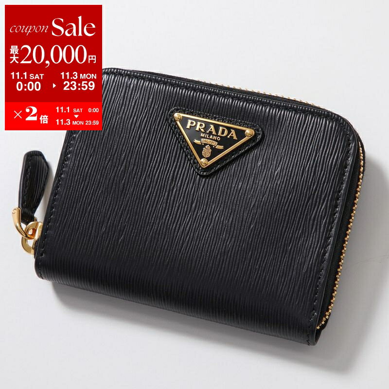 PRADA プラダ VITELLO MOVE ラウンドファスナー 長財布ブラック PRADA プラダ財布 ラウンドファスナー長財布 レディ−ス リボン