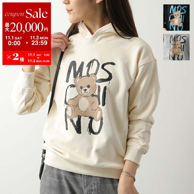 楽天インポートセレクトmusee【11/1～11/3限定・最大2万円OFFクーポン配布中】MOSCHINO KIDS モスキーノ キッズ パーカー HUF098 LCA77 レディース ガールズ 長袖 スウェット プルオーバー フーディ ロゴ テディベア カラー3色