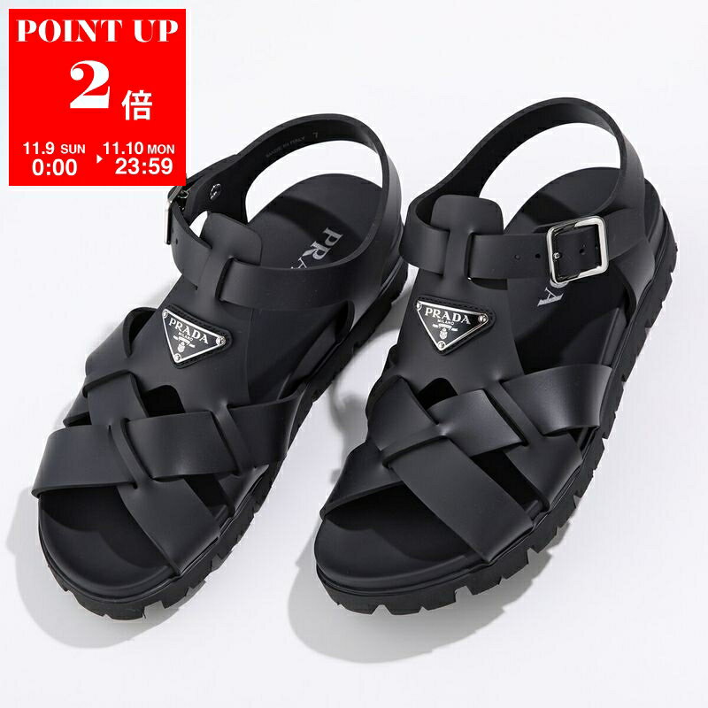 PRADA プラダ クロスサンダル 2X3118 3LKK メンズ トライアングルロゴ ラバー シューズ 靴 F0002