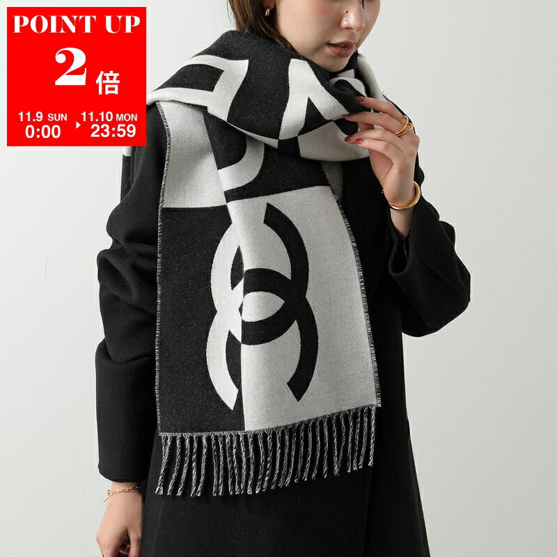 未使用【シャネル/CHANEL】スカーフ ココマーク ストール 黒金