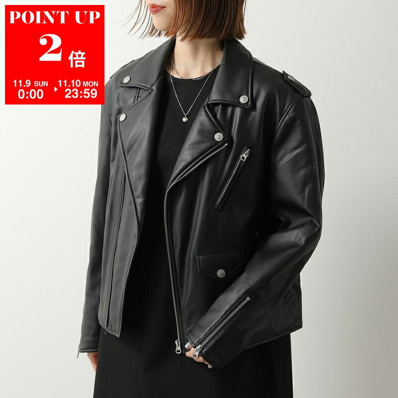 MM6 KIDS エムエムシックス メゾンマルジェラ キッズ ジャケット M60835 MM01Y レディース ガールズ フェイクレザー ライダース ダブル ロゴプリント M6900