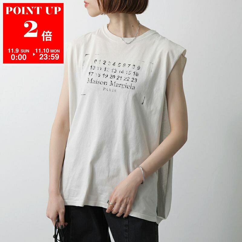 楽天インポートセレクトmuseeMAISON MARGIELA メゾンマルジェラ Tシャツ S51NL0053 S24575 レディース ノースリーブ ナンバリングロゴ クルーネック カットソー 103