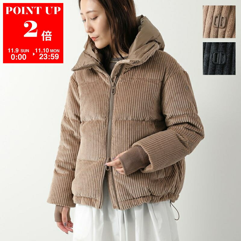 デュノ ダウン レディース DUNO デュノ ダウンジャケット LORA TURES ローラ レディース コーデュロイ フーデッド ダウンブルゾン フード付き サムホール カラー2色