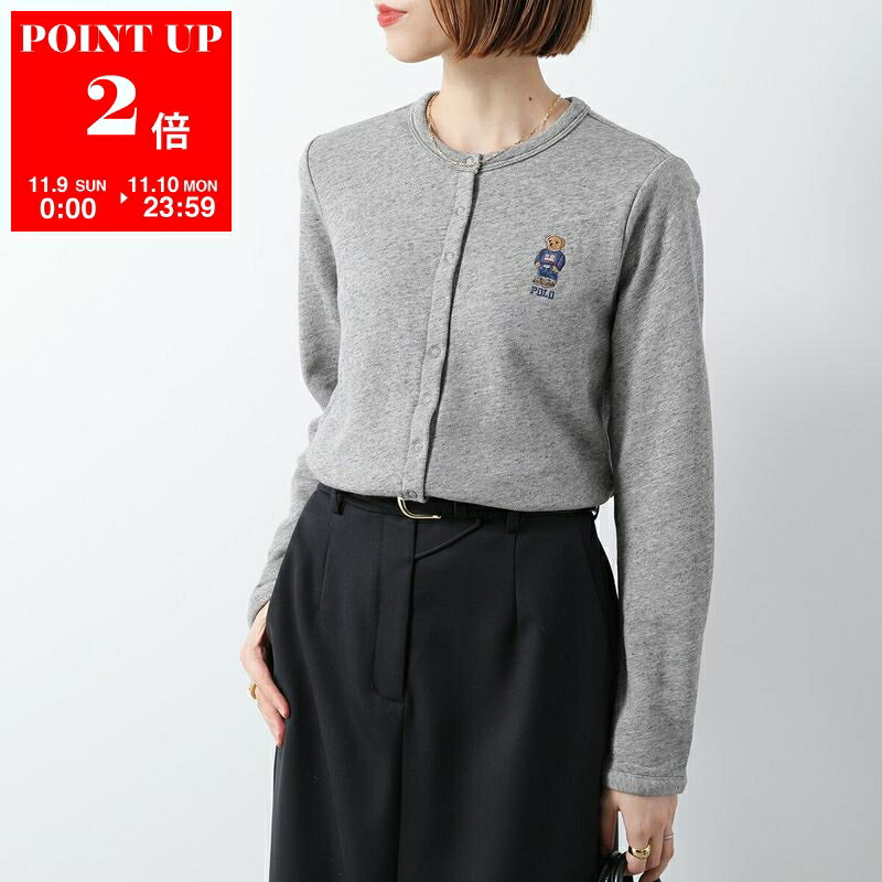 Polo Ralph Lauren ポロラルフローレン カーディガン 211955298 レディース ベア刺繍 ロゴ スウェット クルーネック 長袖 003/GREY-HTR