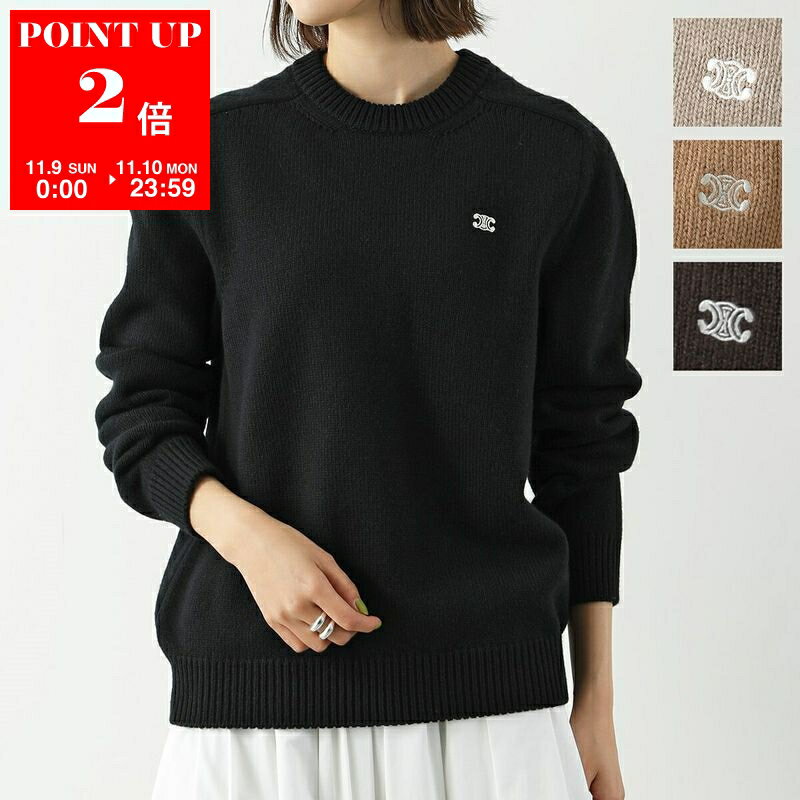 CELINE セリーヌ ニット PULL COL ROND BOXY TRIOMPHE 2AC85048T.38NO 2AC85048T.03SD 2AC85048T.02CM レディース ウール カシミヤ セーター クルーネック トリオンフ刺繍 カラー3色のサムネイル