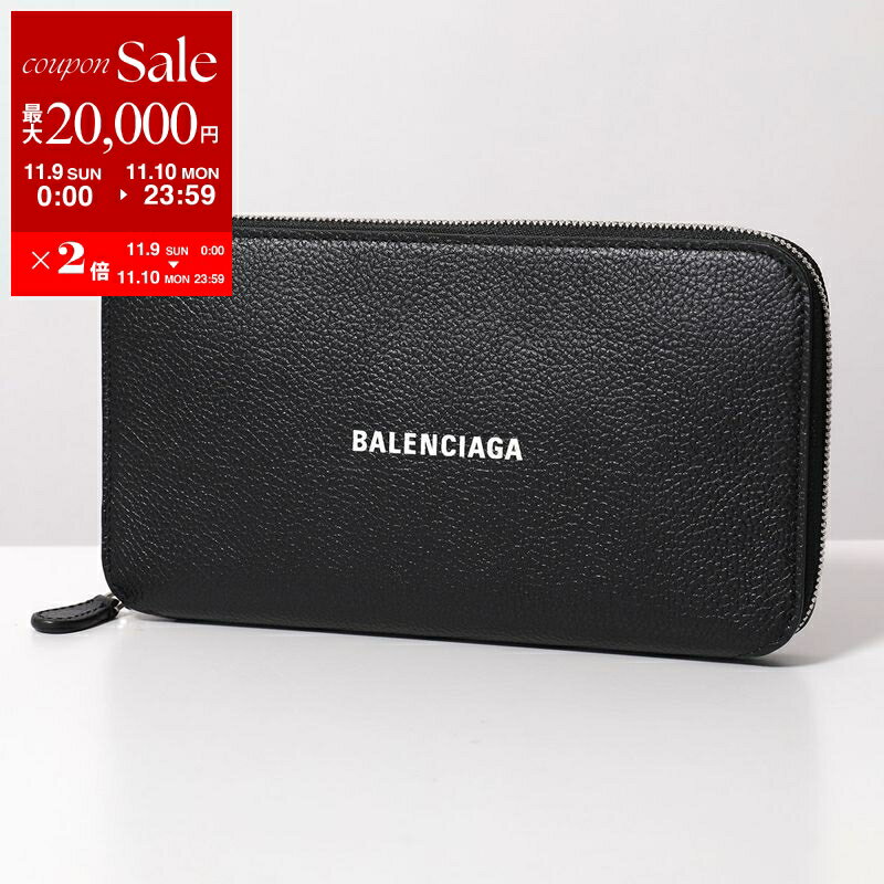 BALENCIAGA バレンシアガ ラウンドファスナー長財布 CASH CONTINENTAL WALLE 594290 1IZI3 レディース レザー ロゴ 1090/BLACK/L-WHITE【dc_kikaku】