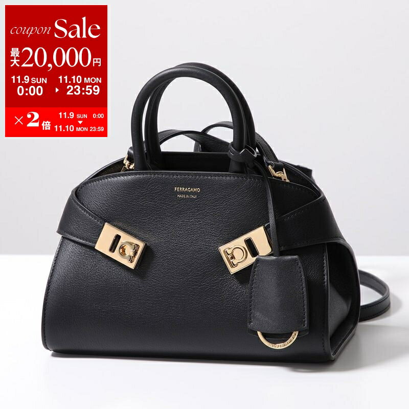 【11/9-11/10限定・最大2万円OFFクーポン配布中】FERRAGAMO フェラガモ ハンドバッグ HUG MINI SOFT ハグ ミニ 21 5975 レディース ガンチーニ レザー クロスボディ ショルダーバッグ キーリング付き 鞄 009/NERO【dc_kikaku】のサムネイル