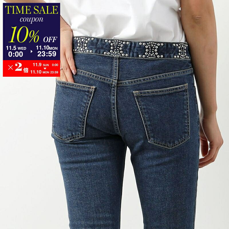 楽天インポートセレクトmusee【11/10-23:59迄10％OFFクーポン対象】CELINE セリーヌ ジーンズ Neo ネオ 2N972255V.08DL レディース デニムパンツ ジーパン Gパン トリオンフスタッズ スキニー ストレッチ ブルー【cp_ten】