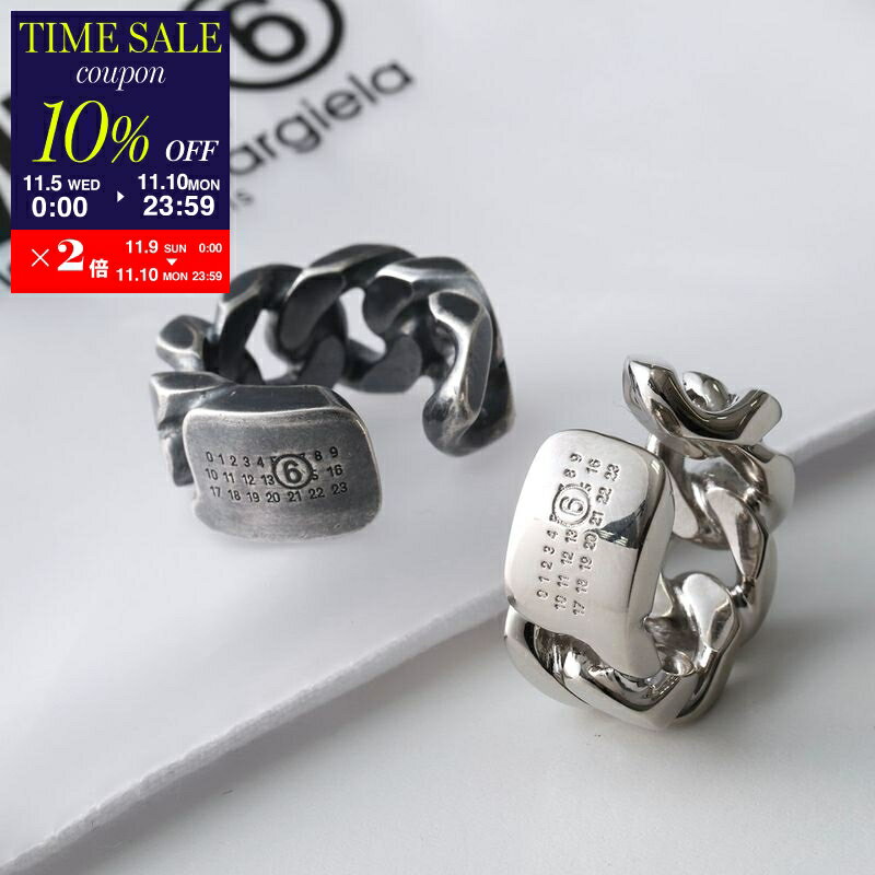 【11/10-23:59迄10％OFFクーポン対象】MM6 エムエムシックス メゾンマルジェラ イヤーカフ SM6VG0101 SV0235 メンズ レディース チェーン イヤカフ アクセサリー ナンバリングロゴ カラー2色【cp_ten】