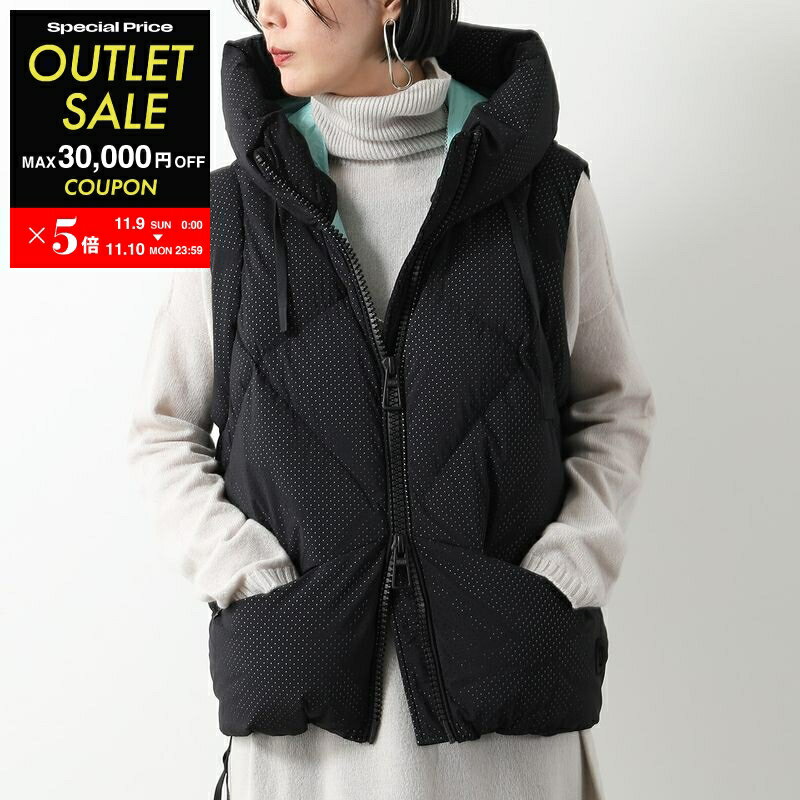 デュノ ダウン レディース 【11/10-23:59迄8,000円OFFクーポン対象】DUNO デュノ ダウンベスト ALLY アリー ANCONA レディース ストレッチナイロン パンチング フーテッド ジップアップ ジレ フロッキープリントロゴ 901【po_fivee】【outlet】