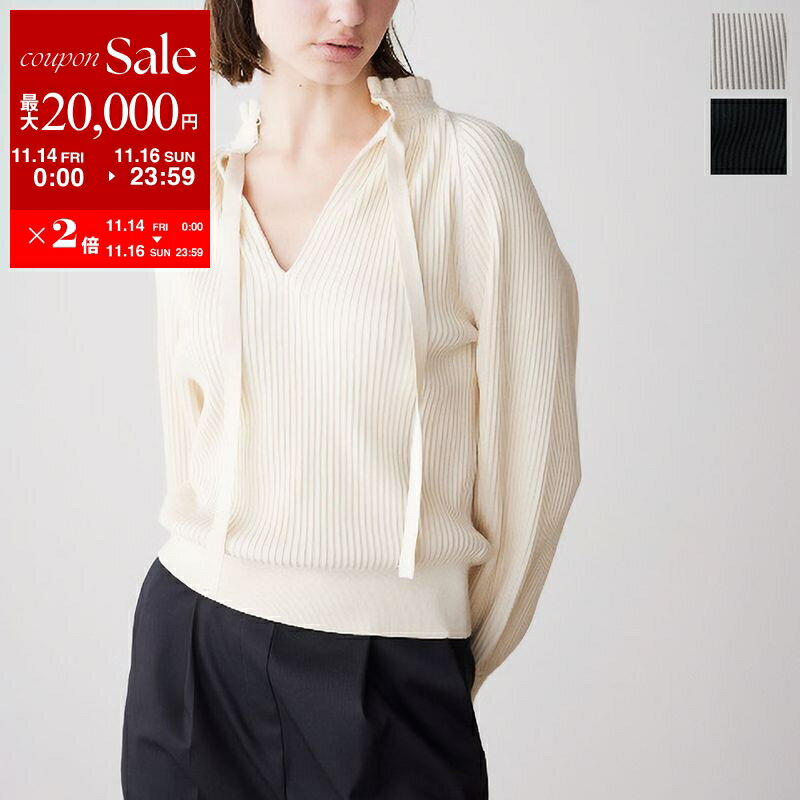 【11/14-11/16限定・最大2万円OFFクーポン配布中】MARILYN MOON マリリンムーン ニット rayon nylon ripple 2way blouse knit 4254-001 レディース 2way リブ ハイネック フリル 長袖 カラー3色