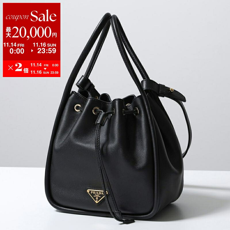 【11/14-11/16限定・最大2万円OFFクーポン配布中】PRADA プラダ ハンドバッグ DARLING ダーリン 1BE087 OVO 2CYS レディース レザー バケットバッグ トライアングルロゴ 鞄 F0002/NEROのサムネイル