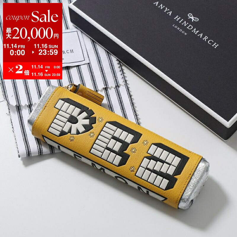 【11/14-11/16限定・最大2万円OFFクーポン配布中】ANYA HINDMARCH アニヤハインドマーチ ペンケース Anya Brands Pencil Case Pez 200929 レディース ポーチ 筆箱 レザー 小物入れ LemonCurd
