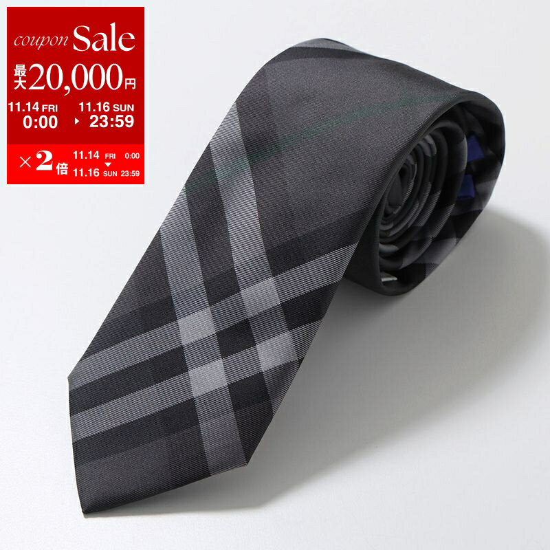 バーバリー ネクタイ 【11/14-11/16限定・最大2万円OFFクーポン配布中】BURBERRY バーバリー ネクタイ 8092950 メンズ イタリア製 シルク バーバリーチェック柄 CHARCOAL-IP-CHK