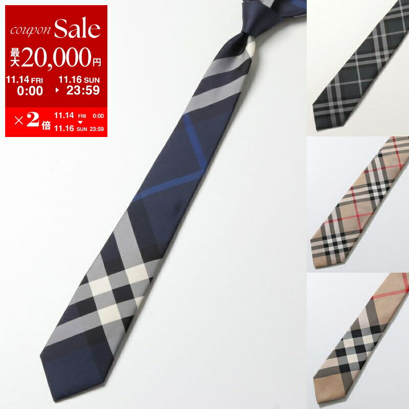 【11/14-11/16限定・最大2万円OFFクーポン配布中】BURBERRY バーバリー ネクタイ MANSTON.M 8013820 8017265 8011693 8013818 メンズ イタリア製 シルク バーバリーチェック 柄 カラー4色