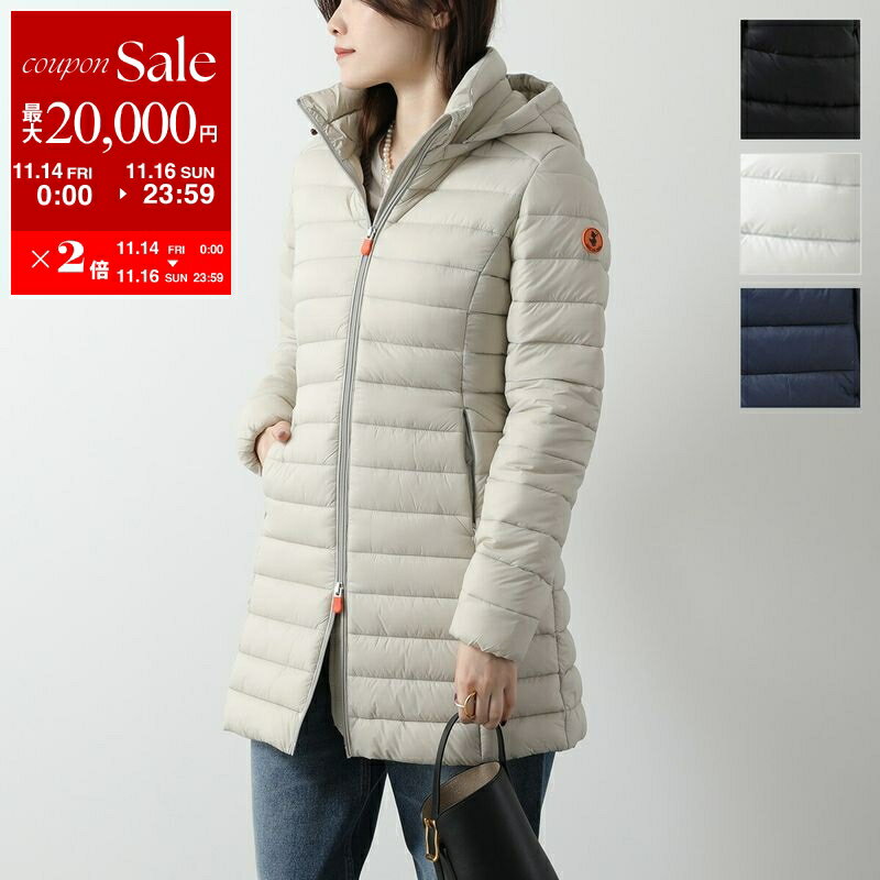 【11/14-11/16限定・最大2万円OFFクーポン配布中】SAVE THE DUCK セイブザダック エコダウン CAROL D47180W GIGA レディース フード付き ジャケット 中綿コート ミディアム丈 カラー4色