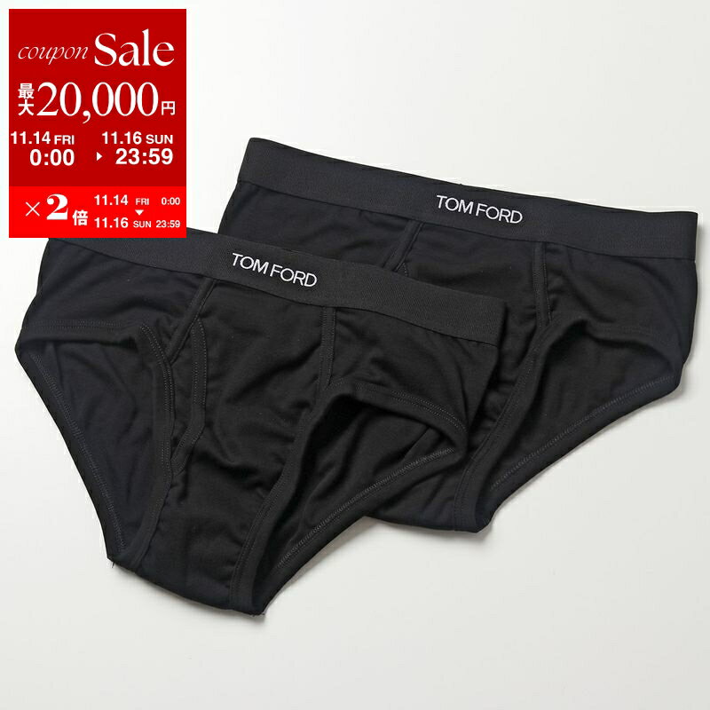 【11/14-11/16限定・最大2万円OFFクーポン配布中】TOM FORD トムフォード ブリーフパンツ T4XC1 104 メンズ【2枚組】 アンダーウェア コットン 下着 ロゴ 002/BLACK【返品交換不可】