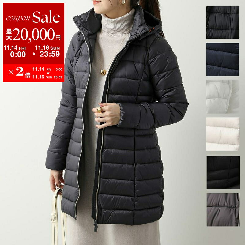 【11/14-11/16限定・最大2万円OFFクーポン配布中】SAVE THE DUCK セイブザダック エコダウン REESE D47300W IRIS21 レディース フード付き ジャケット 中綿コート セミロング丈 カラー6色