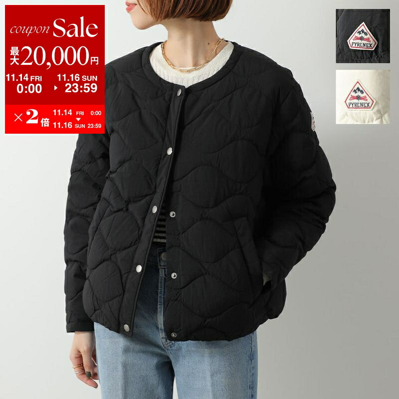 【11/14-11/16限定・最大2万円OFFクーポン配布中】PYRENEX ピレネックス ダウンジャケット NACRE ナクル HWY012 レディース キルティング ノーカラー ショート丈 ロゴ カラー2色