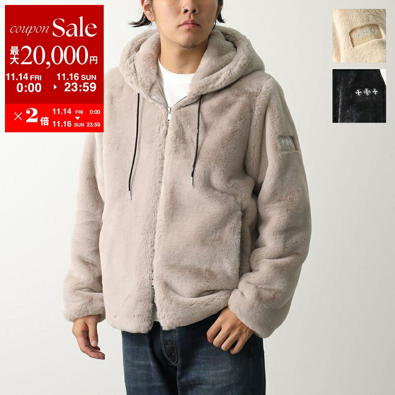 タトラス ボアパーカー メンズ 【11/14-11/16限定・最大2万円OFFクーポン配布中】TATRAS タトラス ブルゾン BOMOS ボモス MJXA0037033588 メンズ エコファー ボア ジップアップ パーカー フーテッド ジャケット アイコンメタル ロゴパーツ カラー3色