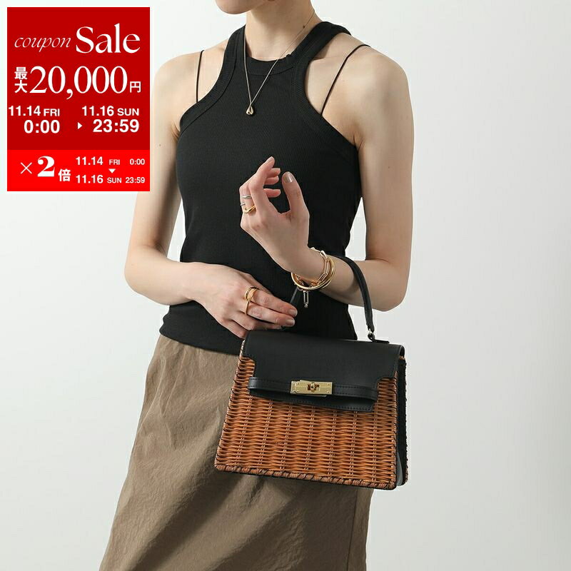 【11/14-11/16限定・最大2万円OFFクーポン配布中】BAGMATI バグマティ ショルダーバッグ BBK22 AW15 レディース ハンドバッグ かごバッグ ウィッカー×レザー 鞄 Black/Caramel