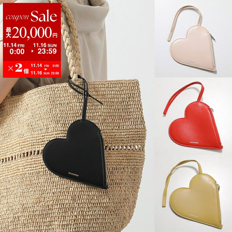 【11/14-11/16限定・最大2万円OFFクーポン配布中】JIL SANDER ジルサンダー ポーチ J08VL0005 P4840 P5355 レディース ハート レザー 箔ロゴ コインケース リスレット付き 小物入れ カラー4色