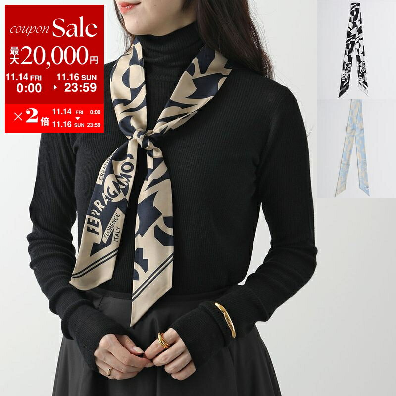【11/14-11/16限定・最大2万円OFFクーポン配布中】FERRAGAMO フェラガモ スカーフ 32 0907 775294 775295 775296 レディース シルク バンドゥ ロゴ カラー3色
