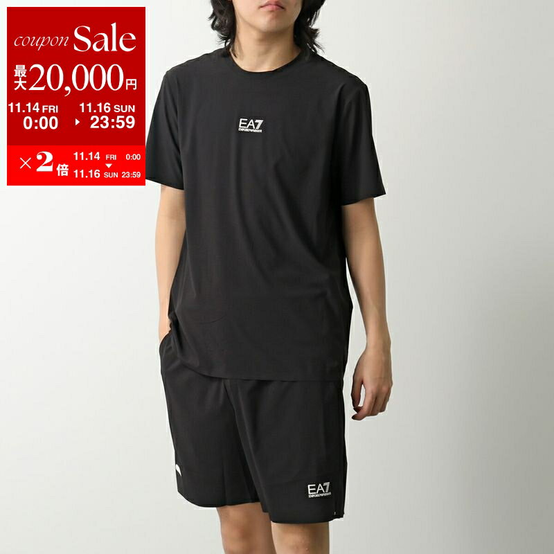 【11/14-11/16限定・最大2万円OFFクーポン配布中】EA7 EMPORIO ARMANI エアセッテ エンポリオアルマーニ 上下セットアップ 7M000068 AF13757 メンズ 半袖 Tシャツ＋ハーフパンツ ロゴ UC001/BLACK