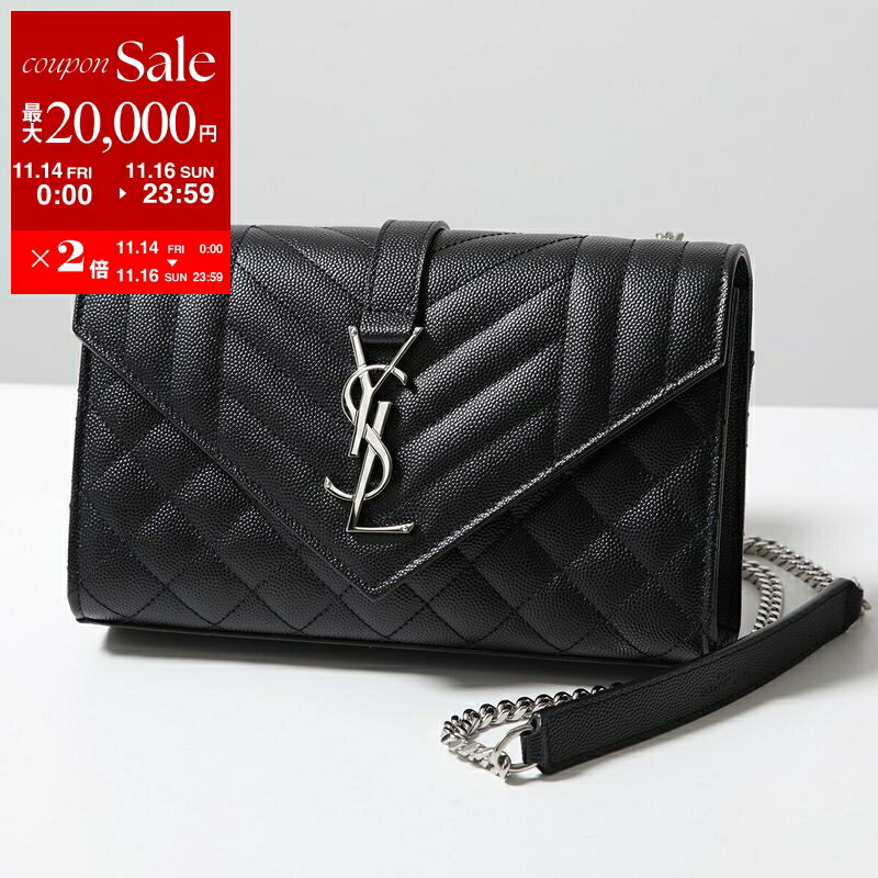 サンローラン　ポシェット 【11/14-11/16限定・最大2万円OFFクーポン配布中】SAINT LAURENT サンローラン ショルダーバッグ ENVELOPE SMALL エンヴェロップ スモール 600195 BOW92 レディース カサンドラロゴ 鞄 1000/NERO/NERO/NERO 600195BOW921000
