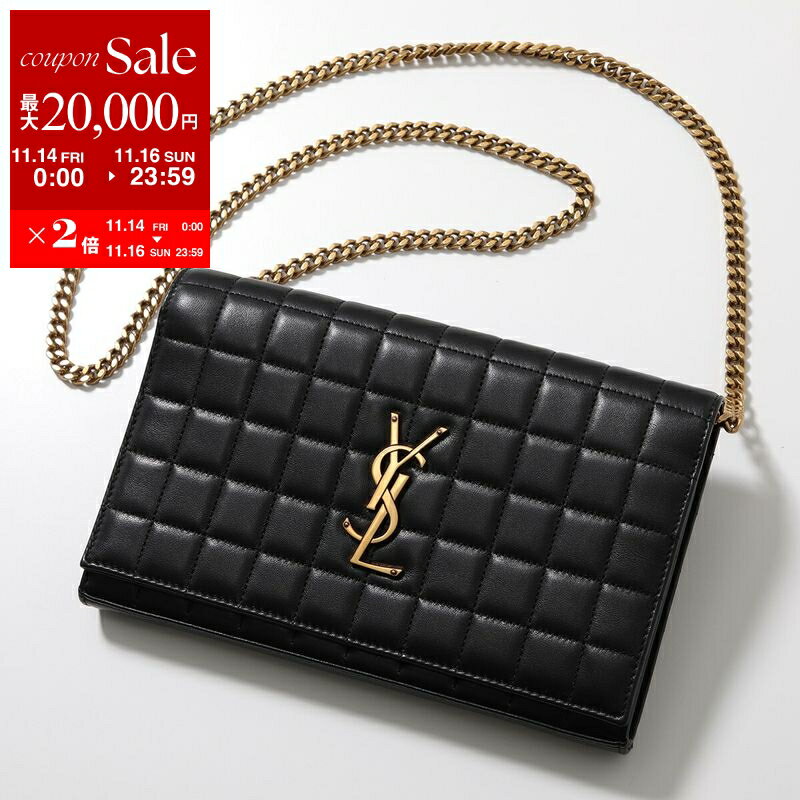 サンローラン　ポシェット 【11/14-11/16限定・最大2万円OFFクーポン配布中】SAINT LAURENT サンローラン ショルダーバッグ 743346 AABVP レディース レザー チェーンウォレット カサンドラロゴメタル 鞄 1000 743346AABVP1000