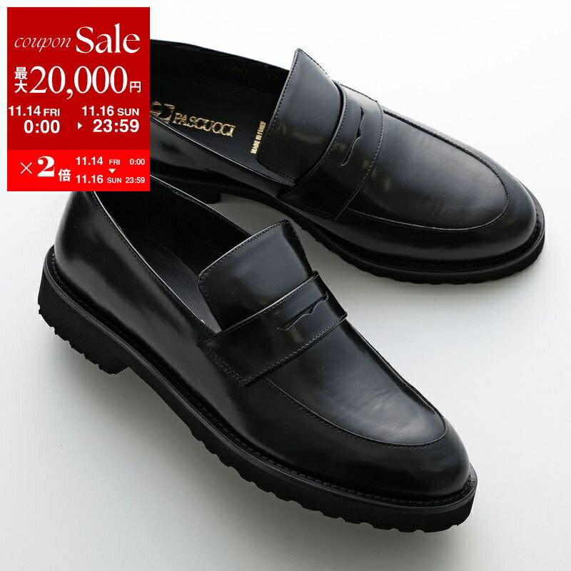 【11/14-11/16限定・最大2万円OFFクーポン配布中】PASCUCCI パスクッチ コインローファー 6500 レディース レザー 軽量 シューズ 靴 NERO