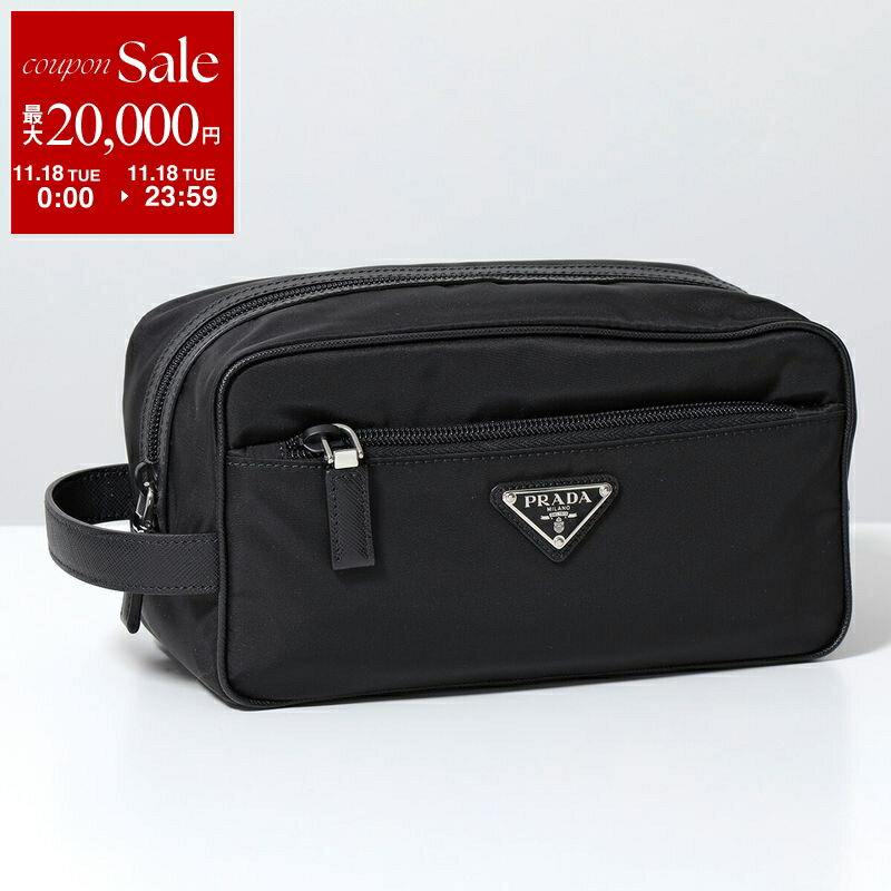 【11/18限定・最大2万円OFFクーポン配布中】PRADA プラダ クラッチバッグ 2NA819 2DMH メンズ レディース Re-Nylon リナイロン セカンドバッグ トラベルポーチ トライアングルロゴ ハンドル付き 鞄 F0002/NERO