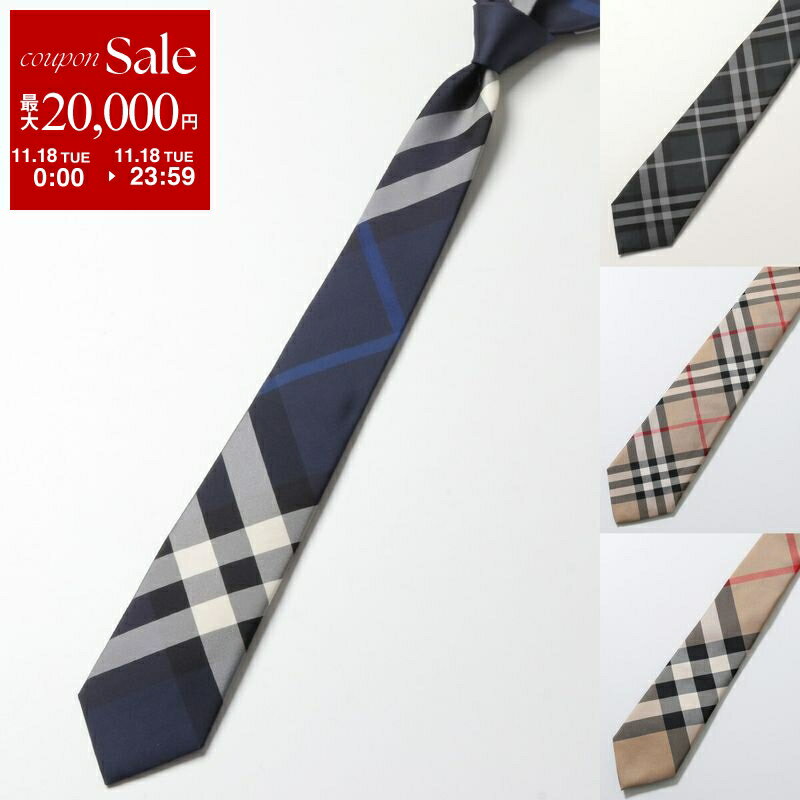 【11/18限定・最大2万円OFFクーポン配布中】BURBERRY バーバリー ネクタイ MANSTON.M 8013820 8017265 8011693 8013818 メンズ イタリア製 シルク バーバリーチェック 柄 カラー4色