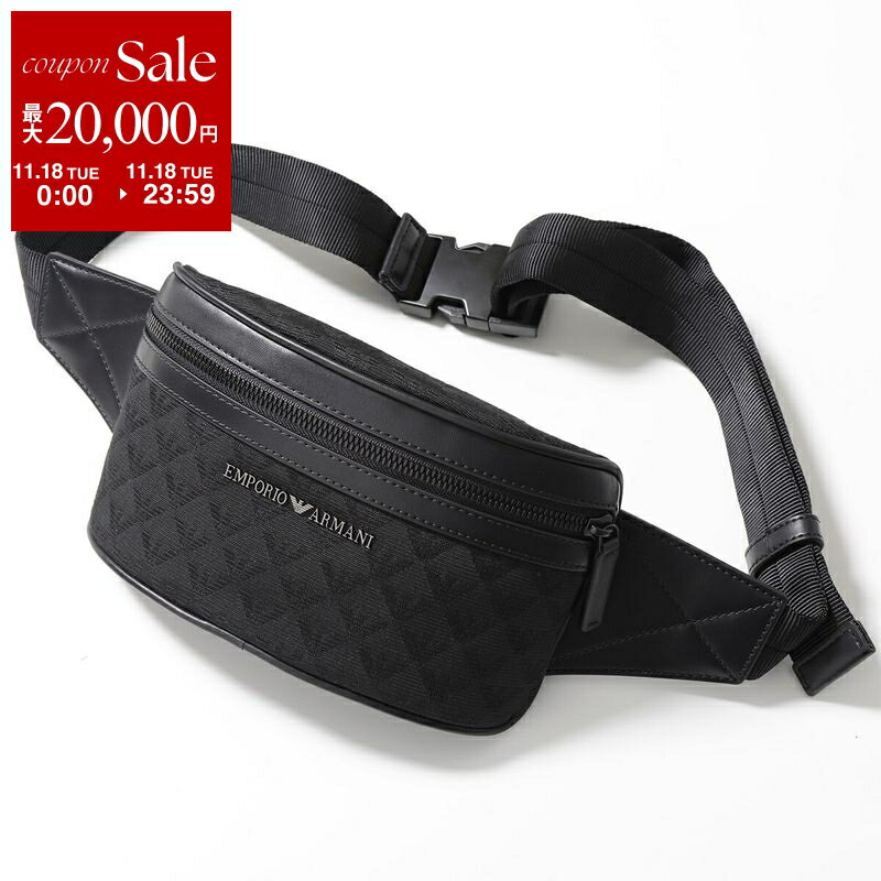 【11/18限定・最大2万円OFFクーポン配布中】EMPORIO ARMANI エンポリオアルマーニ バッグ Y4O312 Y022V メンズ イーグルロゴ 総柄 ボディバッグ ショルダーバッグ 81336/BLACK/BLACK/BLACK