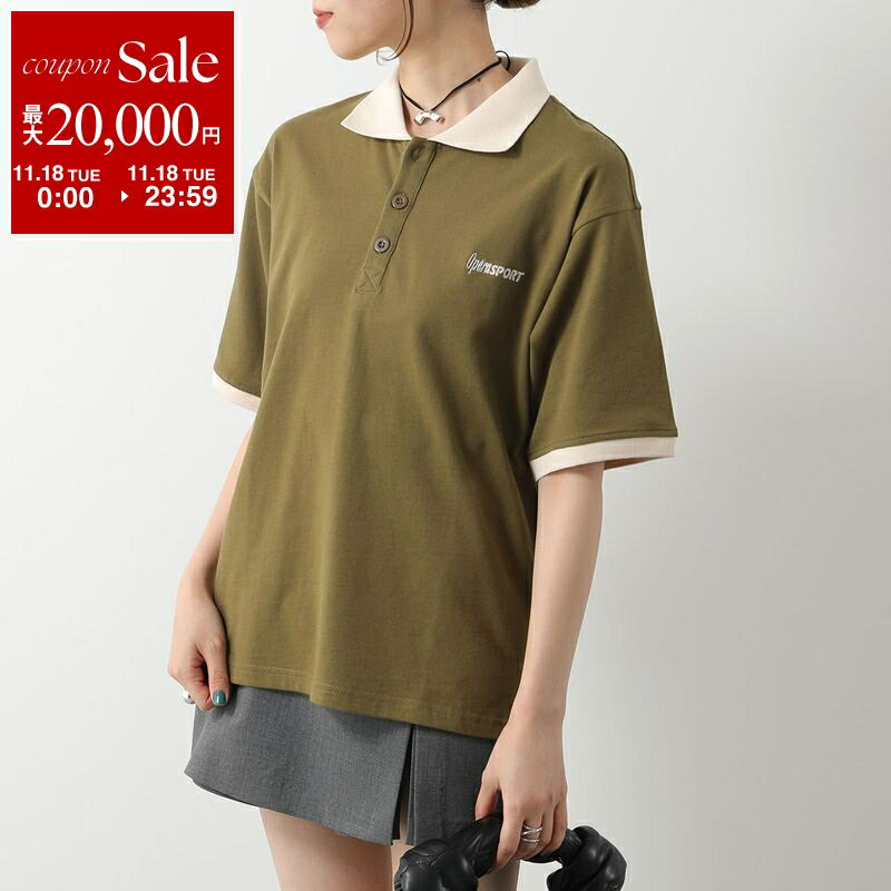 【11/18限定・最大2万円OFFクーポン配布中】OperaSPORT オペラスポーツ ポロシャツ QUINN UNISEX POLO SHIRT S56ED17 レディース 半袖 コットン ロゴ刺繍 バイカラー OLIVE-DRAB