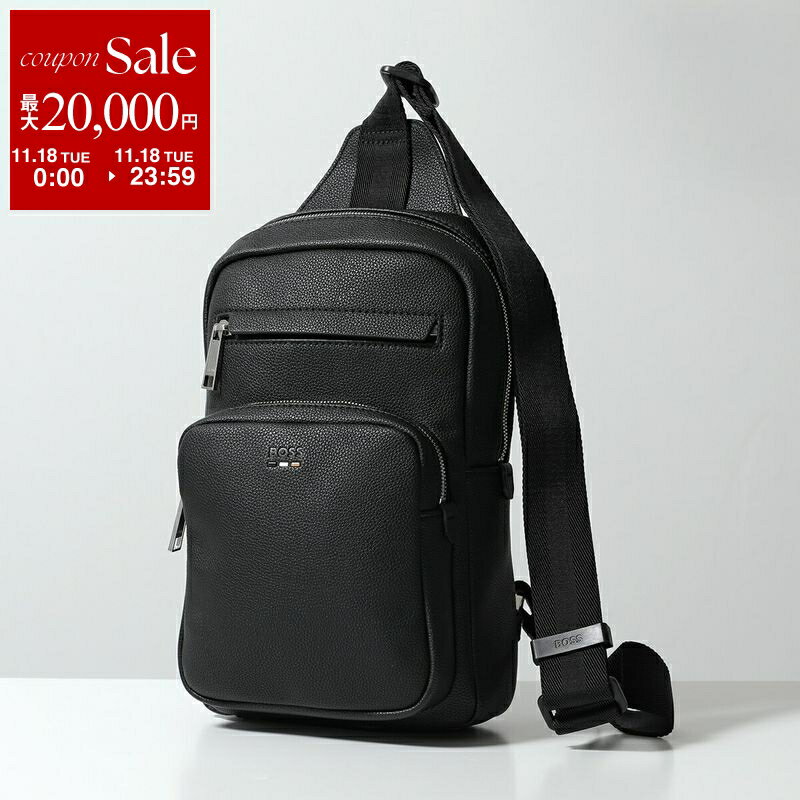【11/18限定・最大2万円OFFクーポン配布中】HUGO BOSS BLACK ヒューゴボスブラック ボディバッグ 50523410 メンズ ショルダーバッグ クロスボディ フェイクレザー ロゴ 鞄 001