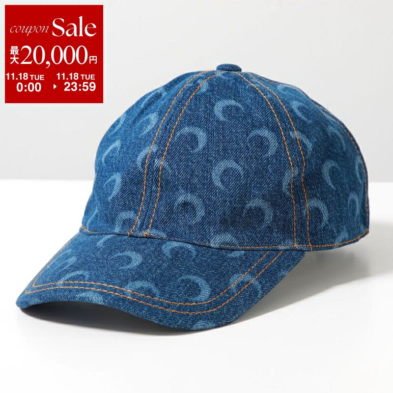 【11/18限定・最大2万円OFFクーポン配布中】Marine Serre マリーン セル ベースボールキャップ MOON LASER DENIM BASEBALL CAP UHG048A レディース デニム 三日月 モチーフ 帽子 BL05/LIGHT-BLUE