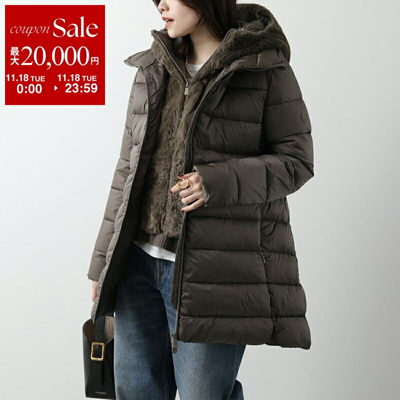 【11/18限定・最大2万円OFFクーポン配布中】SAVE THE DUCK セイブザダック エコダウン MATILDA マチルダ D40280W JADE19 レディース フェイクファー フーデッド ナイロン 中綿 パデッドコート ミドル丈 カラー4色