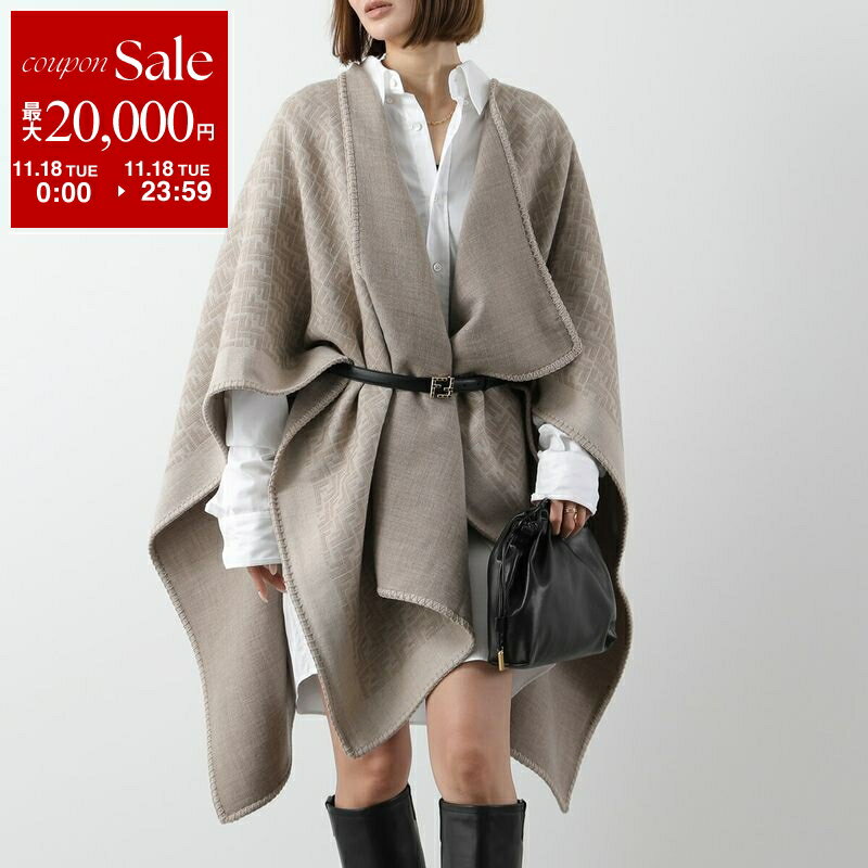 【11/18限定・最大2万円OFFクーポン配布中】FENDI フェンディ ポンチョ FXX776 ASFX レディース ケープ ウール カシミヤ混紡 ステッチ FFロゴ ズッカ柄 F0QB9/BEIGE FXX776ASFXF0QB9