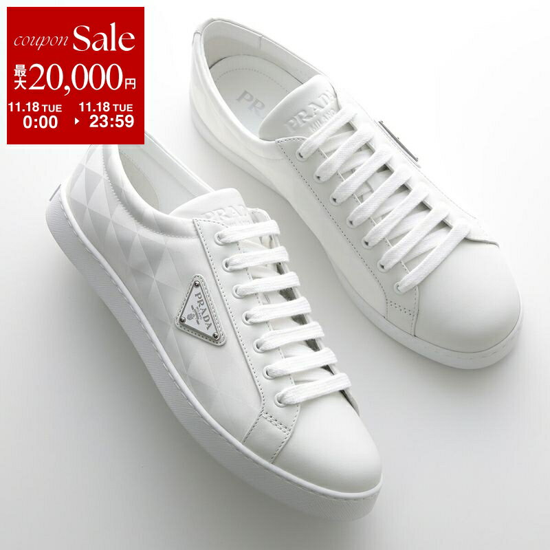PRADA プラダ スニーカー 2EE376 3LNW メンズ レザー ナイロン レースアップ ローカット トライアングルロゴ 靴 F0009/BIANCO