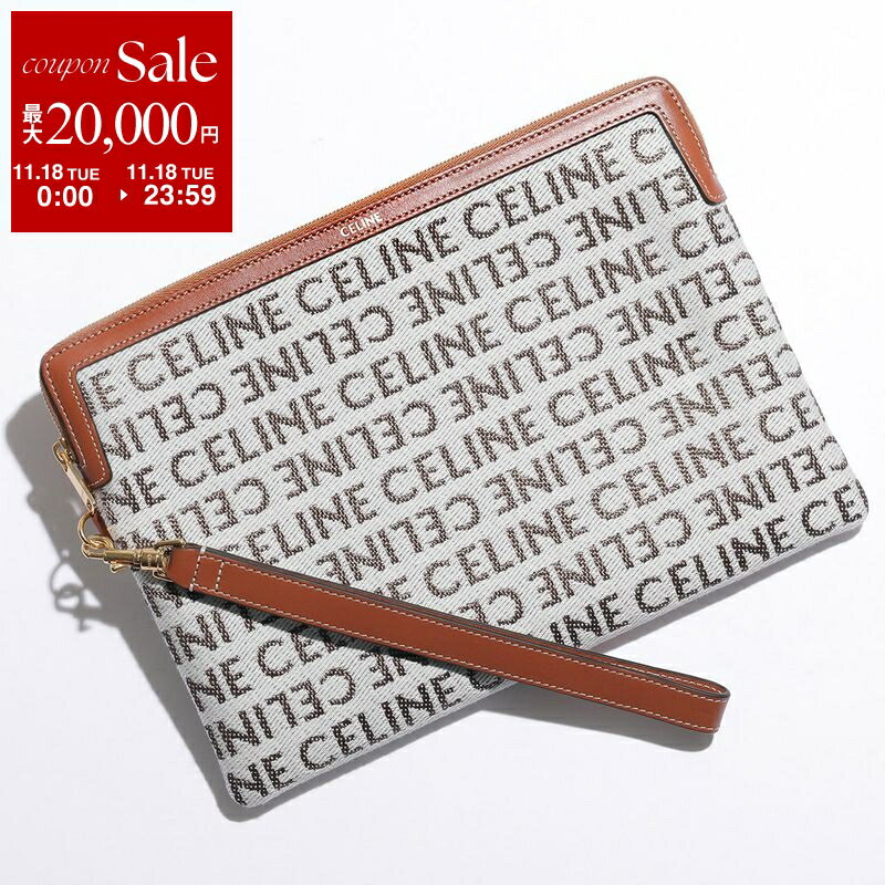 【11/18限定・最大2万円OFFクーポン配布中】CELINE セリーヌ クラッチバッグ Small Pouch with strap 10J502FE3.02NT レディース メンズ テキスタイル リストレット付き ロゴ 鞄 Natural/Tan