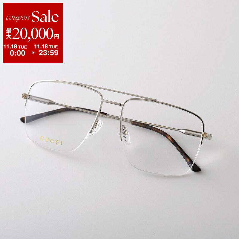 【11/18限定・最大2万円OFFクーポン配布中】GUCCI グッチ メガネ GG1415O レディース ティアドロップ型 メタルフレーム ハーフリム ダブルブリッジ クリングスタイプ メタルロゴ アイウェア 002