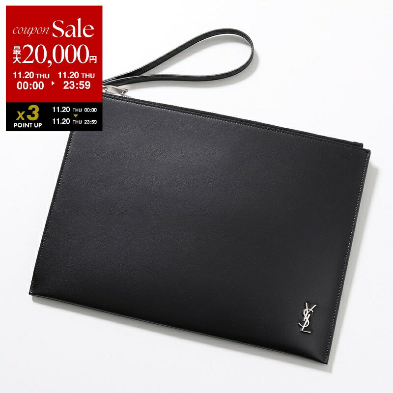 【11/20限定・最大2万円OFFクーポン配布中】SAINT LAURENT サンローラン クラッチバッグ 683827 1JB0E メンズ レザー リストレット付き セカンドバッグ カサンドラロゴ 鞄 1000/NERO 6838271JB0E1000【dc_kikaku】