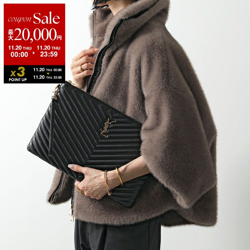 【11/20限定・最大2万円OFFクーポン配布中】SAINT LAURENT サンローラン クラッチバッグ 440222 CWU01 レディース レザー リストレット付き セカンドバッグ カサンドラロゴ 鞄 1000 440222CWU011000【dc_kikaku】