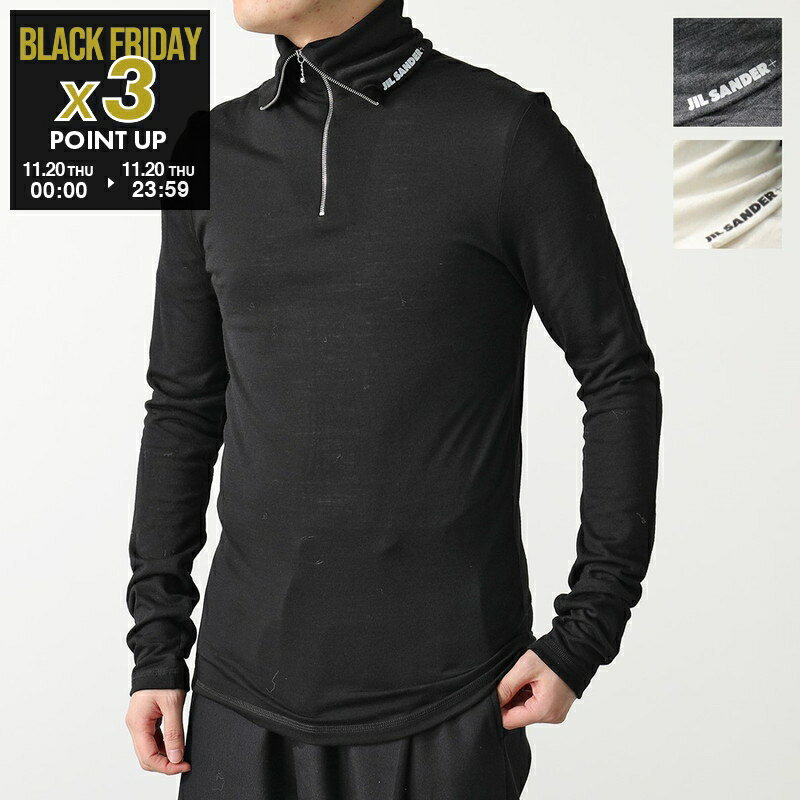 JIL SANDER+ ジルサンダー プラス ハーフジッププルオーバー J47GC0021 J70021 メンズ ロンT カットソー ロングスリーブ バージンウール混 ロゴ カラー3色 【po_fivee】 【dc_kikaku】